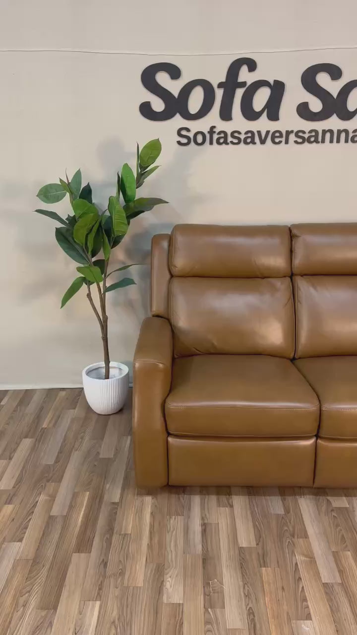 Brown Costco Thorton Leather Power Reclining Couch