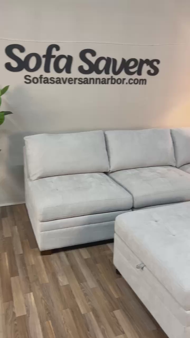 Beige Costco Thomasville Tisdale 6-Piece Modular Sectional with Storage Ottoman